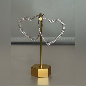 New Arrivals! Silver Zircon diamond Heart Hoop Earrings.